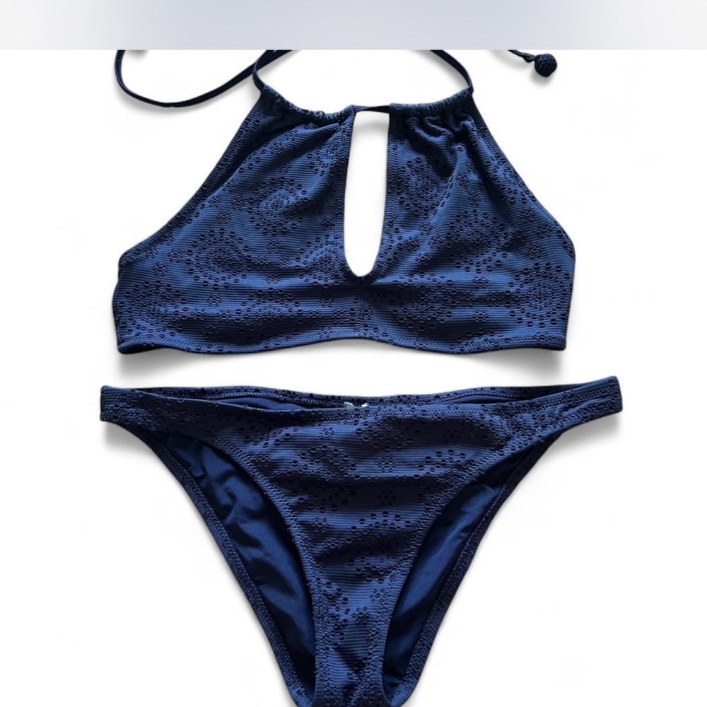 Aerie Blue Bikini with Halter Keyhole Design